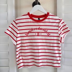 H&M. Size S. Red and White Striped Short Sleeve. NWOT